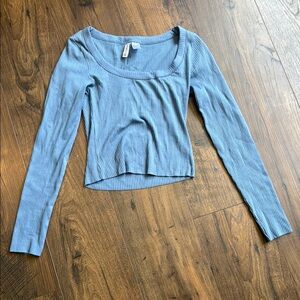 Blue Fitted Long Sleeve Top